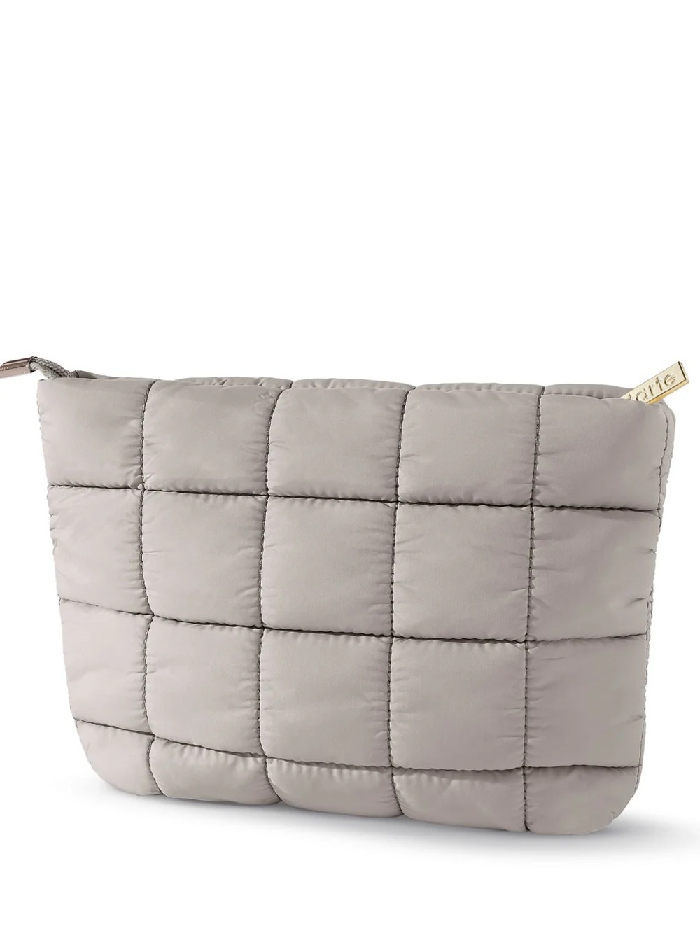 Tarte Puffy Quilted Makeup Bag Slate Gray Cosmetic Travel Pouch NIP